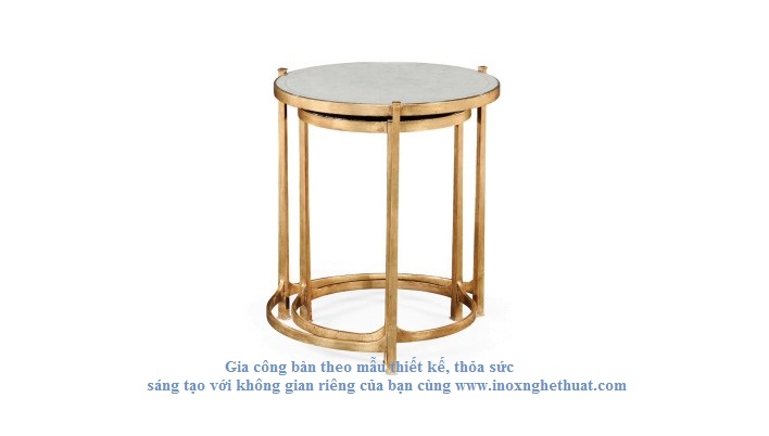 JONATHAN CHARLES EGLOMISE NEST OF TABLES. Làm khung inox vàng đồng