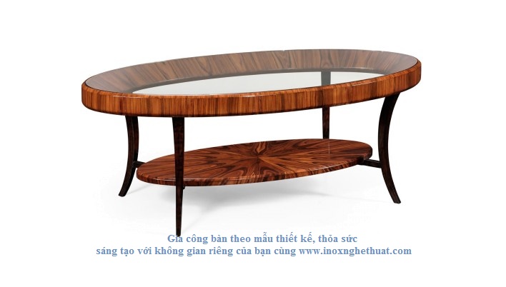 Bàn inox cao cấp F2 Decor - JONATHAN CHARLES ROSEWOOD & GLASS OVAL DECO COFFEE TABLE