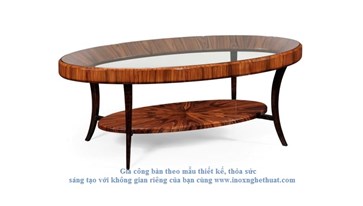 Bàn inox cao cấp F2 Decor - JONATHAN CHARLES ROSEWOOD & GLASS OVAL DECO COFFEE TABLE