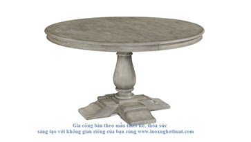 Bàn inox cao cấp F2 Decor - JONATHAN CHARLES RUSTIC GREY ROUND EXTENDING DINING TABLE