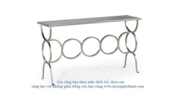 JONATHAN CHARLES EGLOMISE CIRCLES CONSOLE TABLE - SILVER Gia công inox cao cấp The luk 0982 620 546