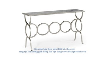 JONATHAN CHARLES EGLOMISE CIRCLES CONSOLE TABLE - SILVER Gia công inox cao cấp The luk 0982 620 546