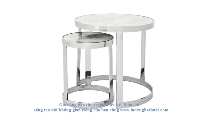 EICHHOLTZ SET OF 2 FLETCHER SIDE TABLES. Làm khung inox vàng đồng