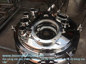 Gia công bồn chứa dược phẩm, có độ bóng cao cấp www.inoxnghethuat.com, . Làm khung inox vàng đồng