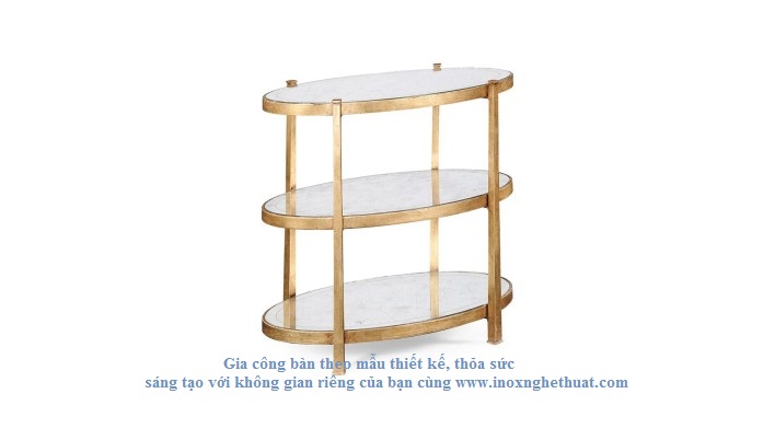 JONATHAN CHARLES EGLOMISE IRON TIERED TABLE. Làm khung inox vàng đồng