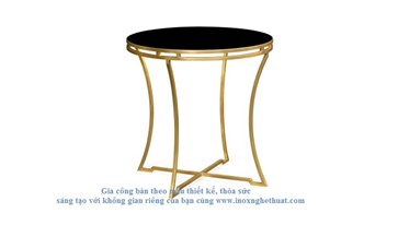 JONATHAN CHARLES IRON ROUND SIDE TABLE. Làm khung inox vàng đồng